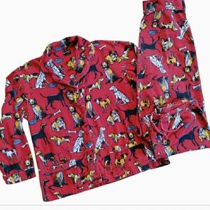 Pajamagram Flannel Pajama Set Dog Print Button Front Long Sleeve Colorful